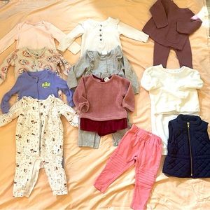 Lot of baby girls 6-9m fall/winter clothes. Polo, Nike, Gap, Honest Company